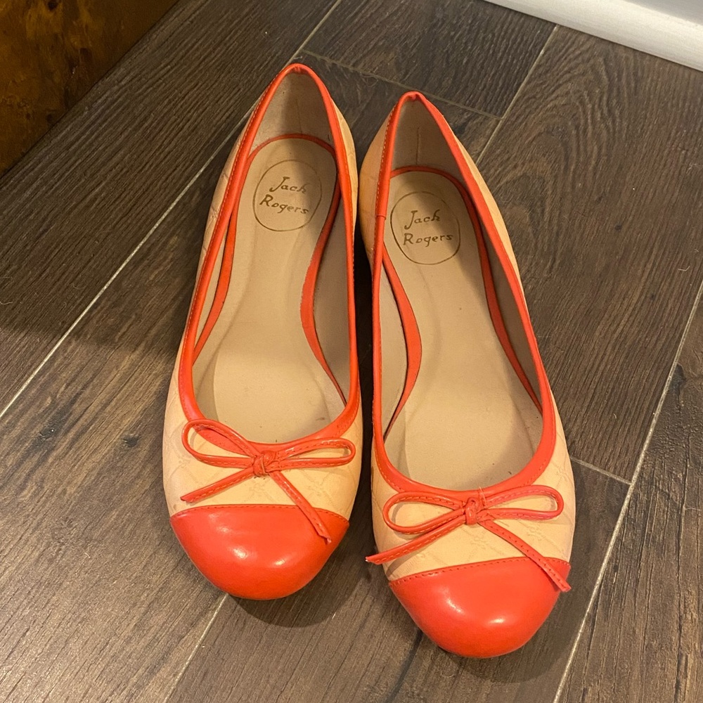Jack Rogers Quilted Peachy Pink Logo Ballet Flats